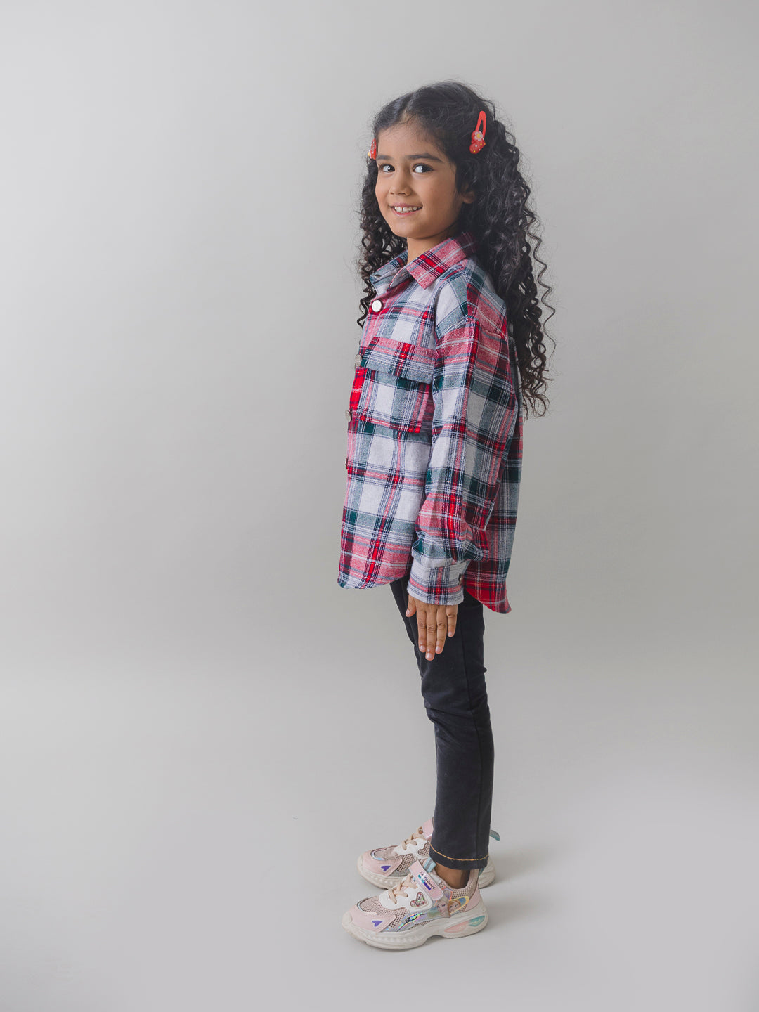 Drop Shoulder Plaid Print Flap Pocket Shirt Shacket