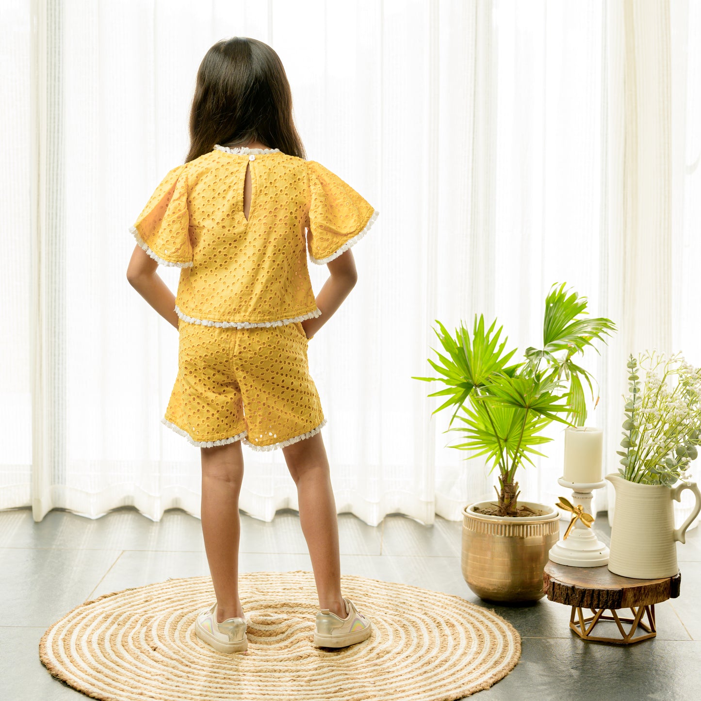 Yellow Schifli Cotton Cord-Set
