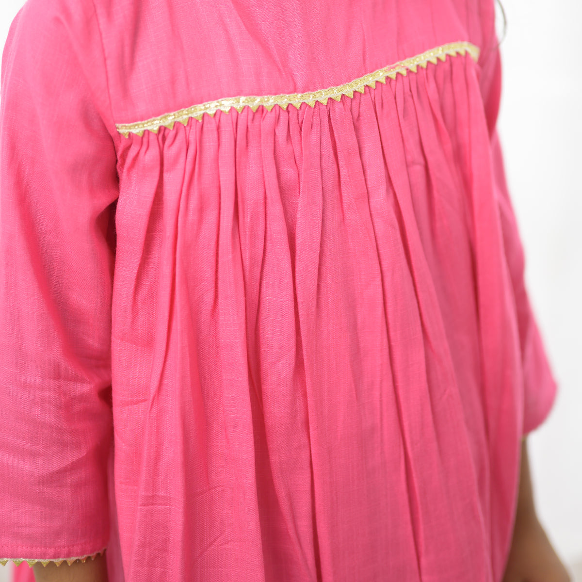 Pink Gota Flared Kurta Set