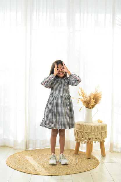 Black and White Checks with Embroidery on Frills