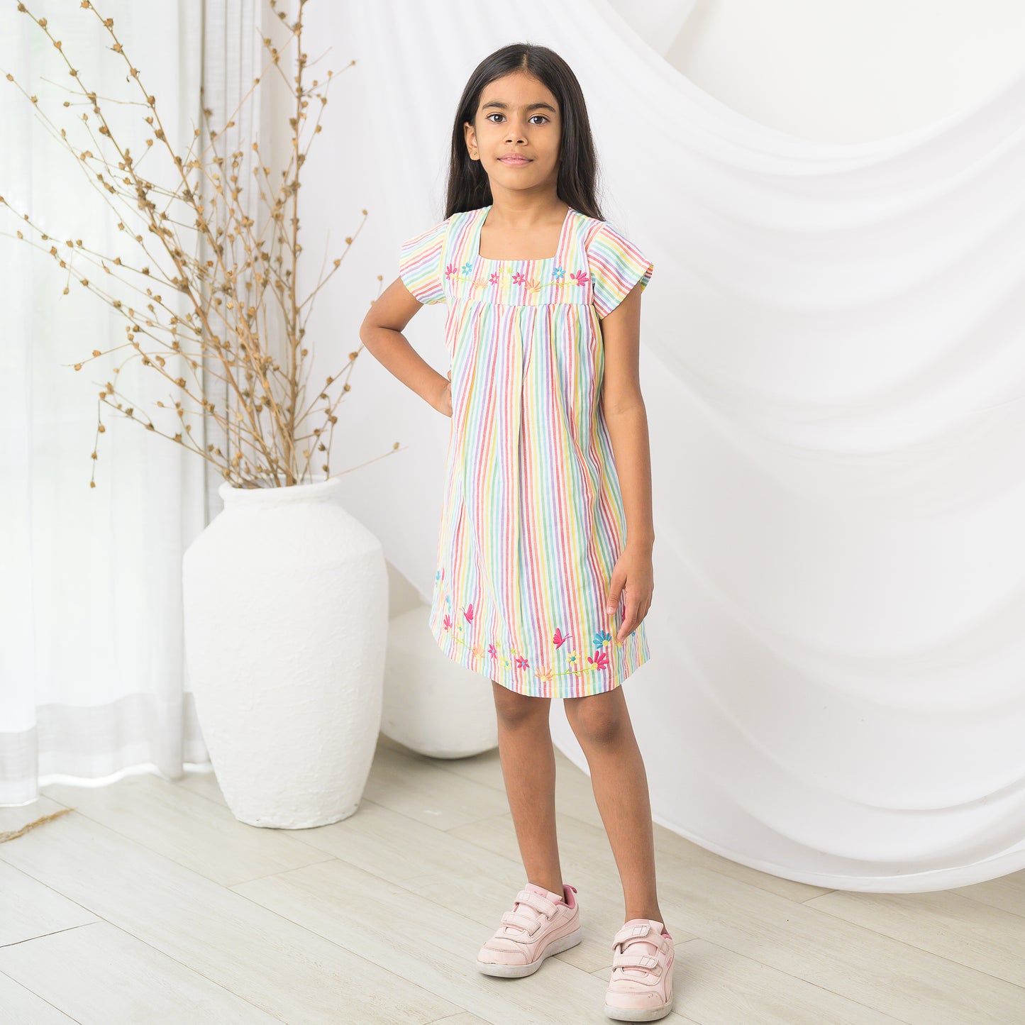 Multi Dress Half Sleeve With Embroidery