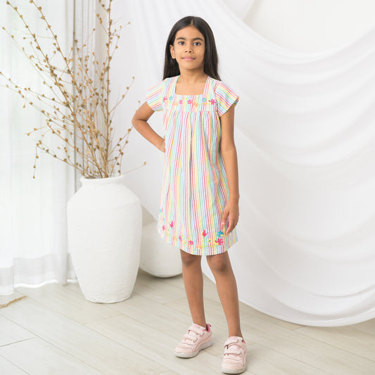 Multi Dress Half Sleeve With Embroidery