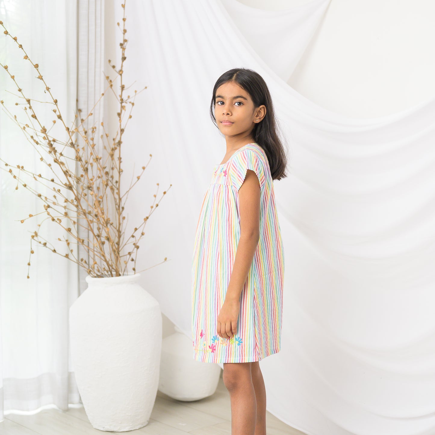 Multi Dress Half Sleeve With Embroidery