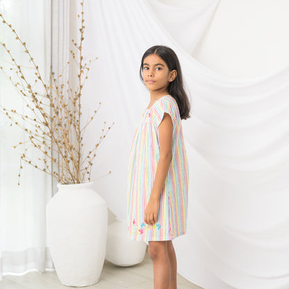Multi Dress Half Sleeve With Embroidery