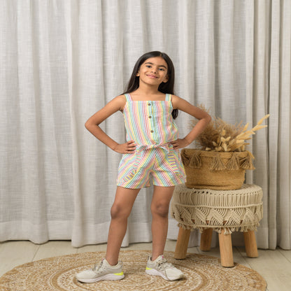 Two Piece Multi Color Stripes Set