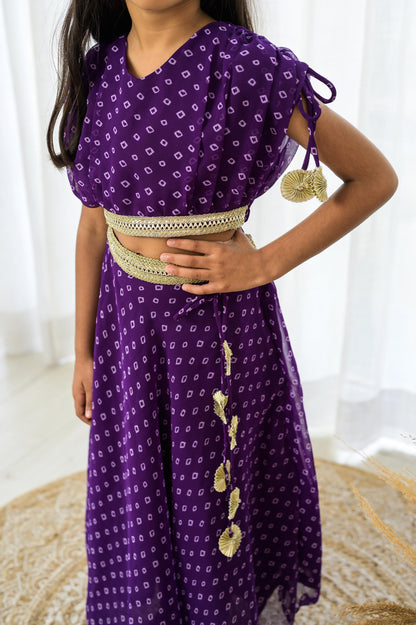 Purple Bandhej Designer Lehenga Set