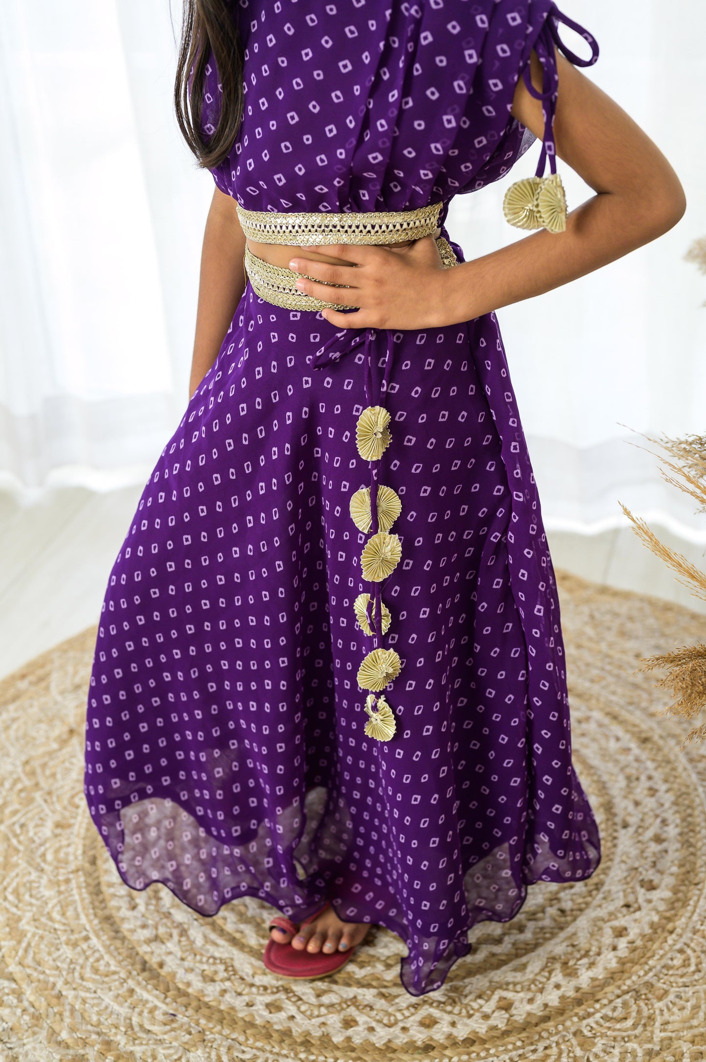 Purple Bandhej Designer Lehenga Set