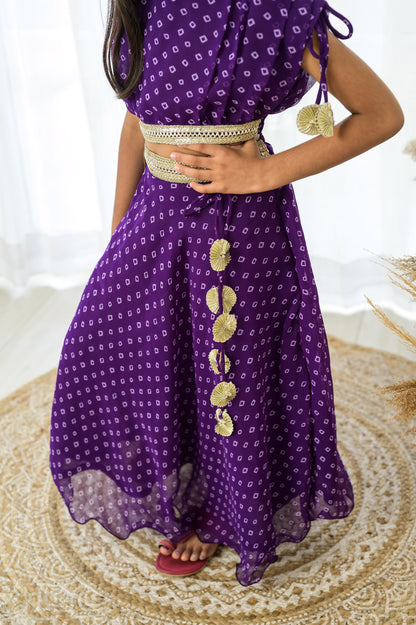 Purple Bandhej Designer Lehenga Set