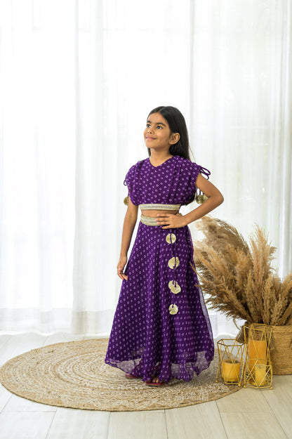 Purple Bandhej Designer Lehenga Set