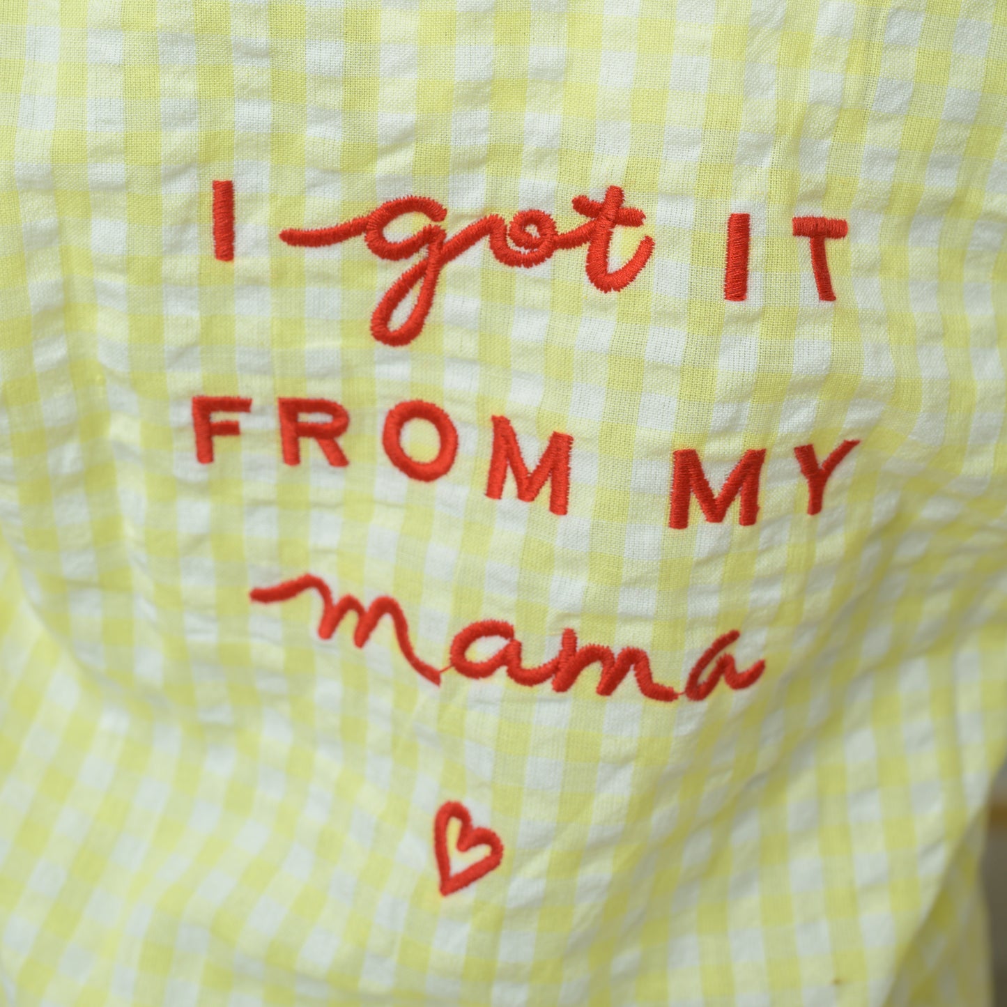 Yellow Checks Night Dress With Fine Embroidery And Caption