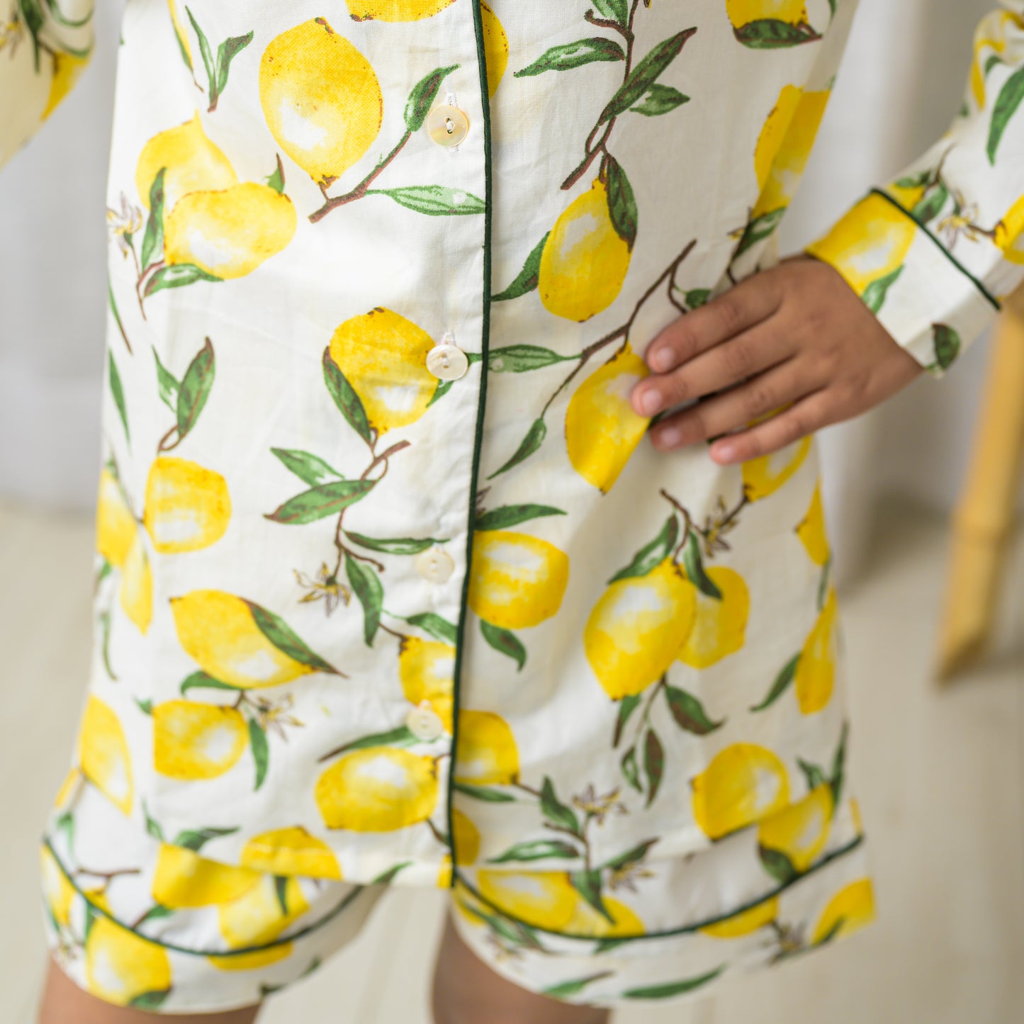 Lemon Print Poplin Cotton Night Dress
