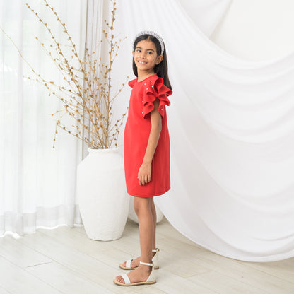 Scarlet Red A-Line Party Dress