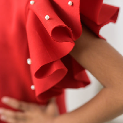 Scarlet Red A-Line Party Dress