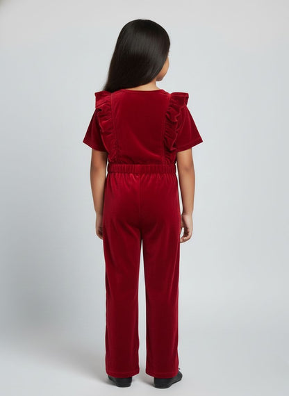 Maroon Velvet Jumpsuit