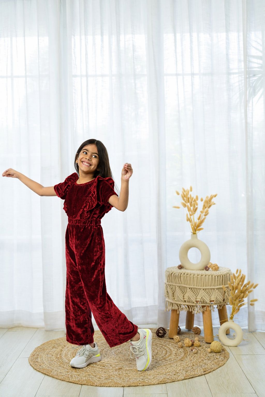 Maroon Velvet Jumpsuit