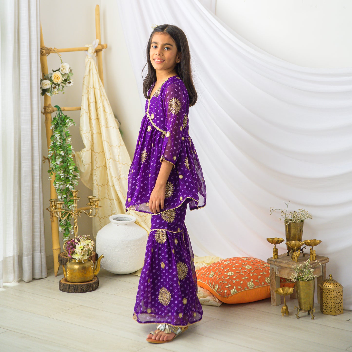 Fairies Forever Purple Embroiderd Top With Sharara