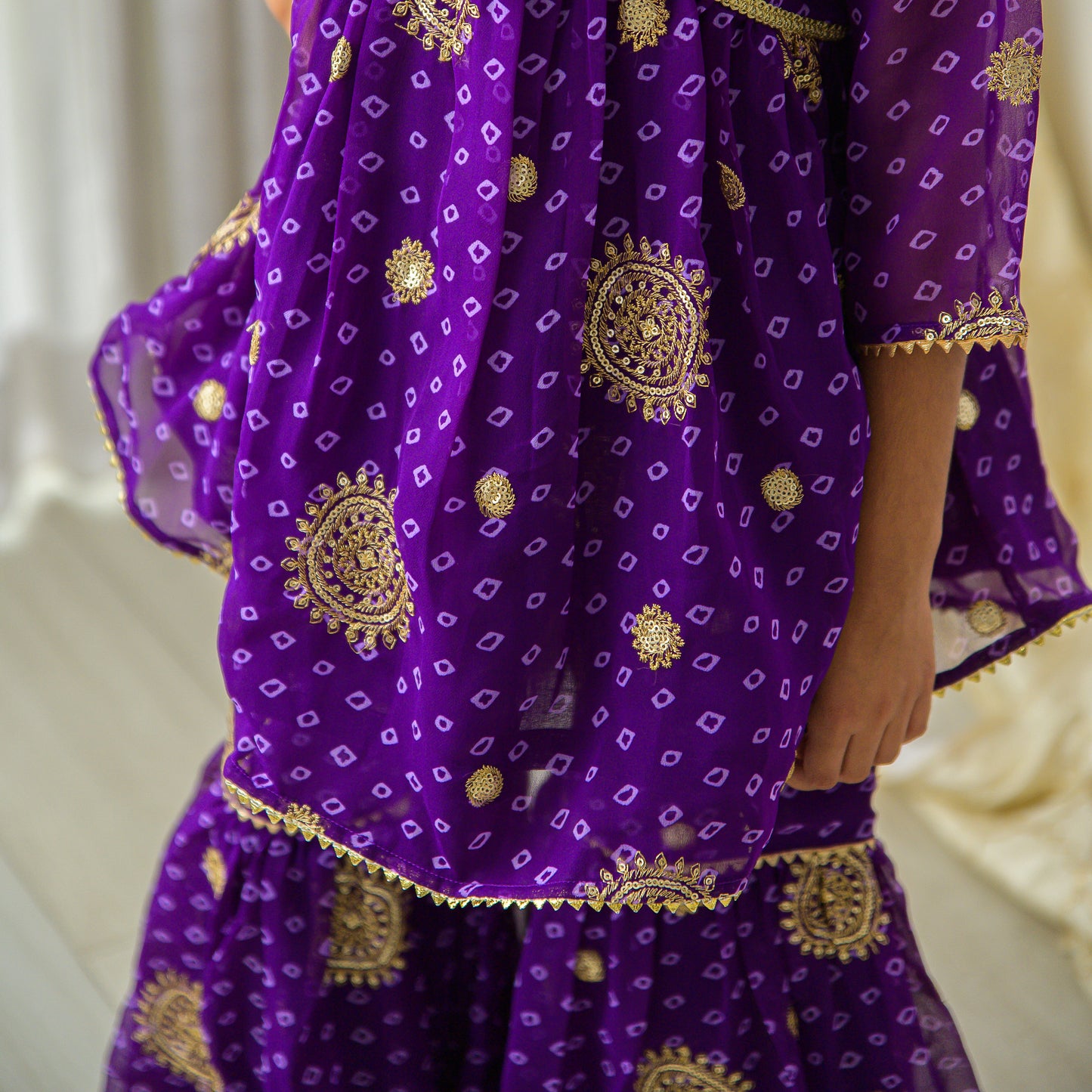 Fairies Forever Purple Embroiderd Top With Sharara