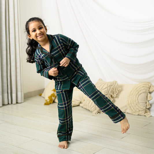 Green Checks Cotton night Dress