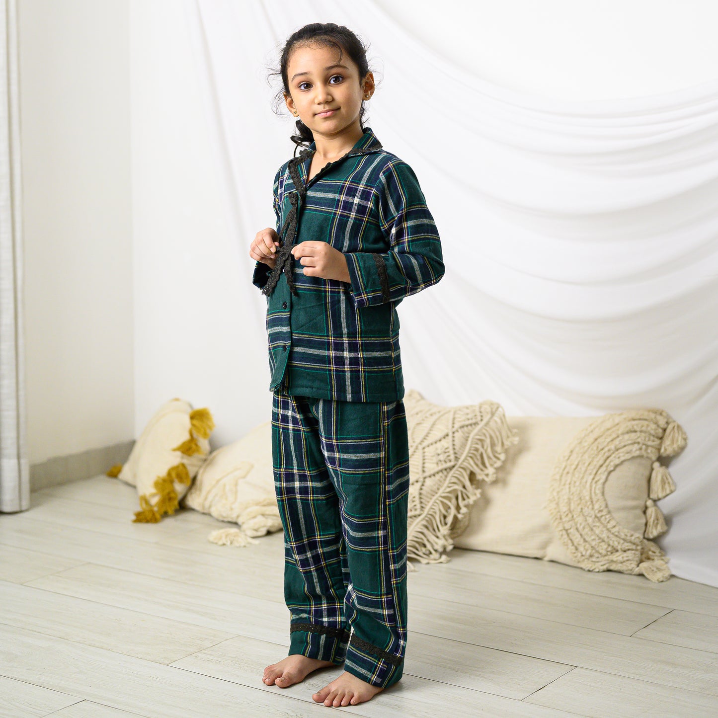 Green Checks Cotton night Dress