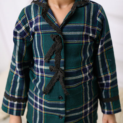 Green Checks Cotton night Dress