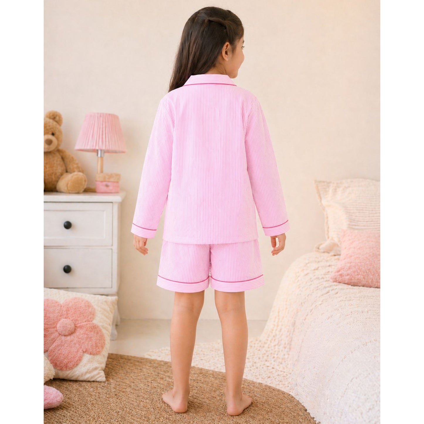 Pink Stripes Mom Twinning Cotton Night Suit