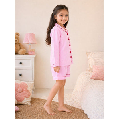 Pink Stripes Mom Twinning Cotton Night Suit