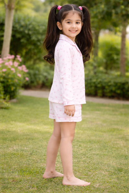 Double Cloth cotton Bow Print Night Suit