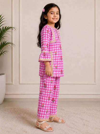 Pink Boho Style Kurta Set