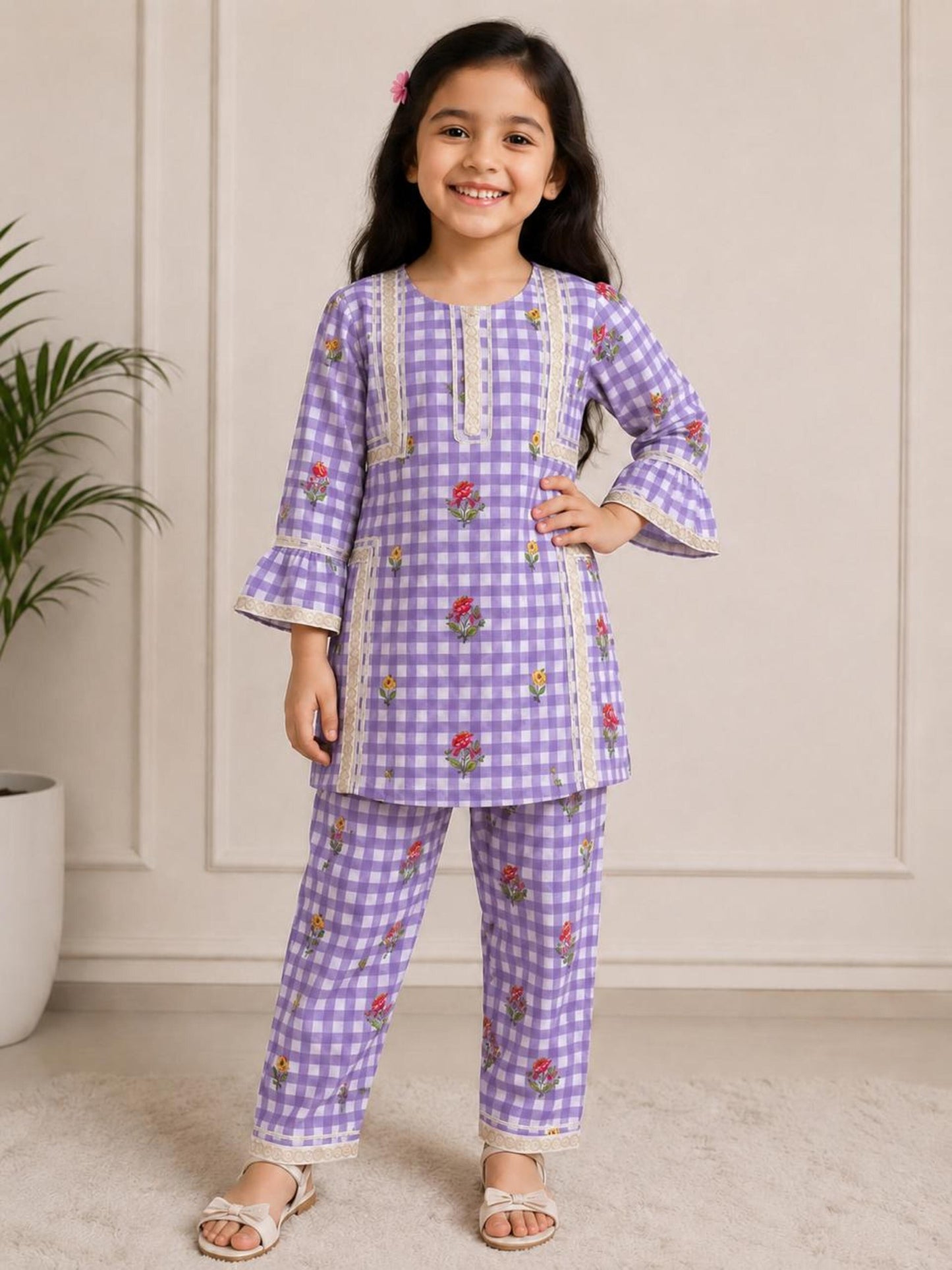 Purple Boho Style Kurta Set