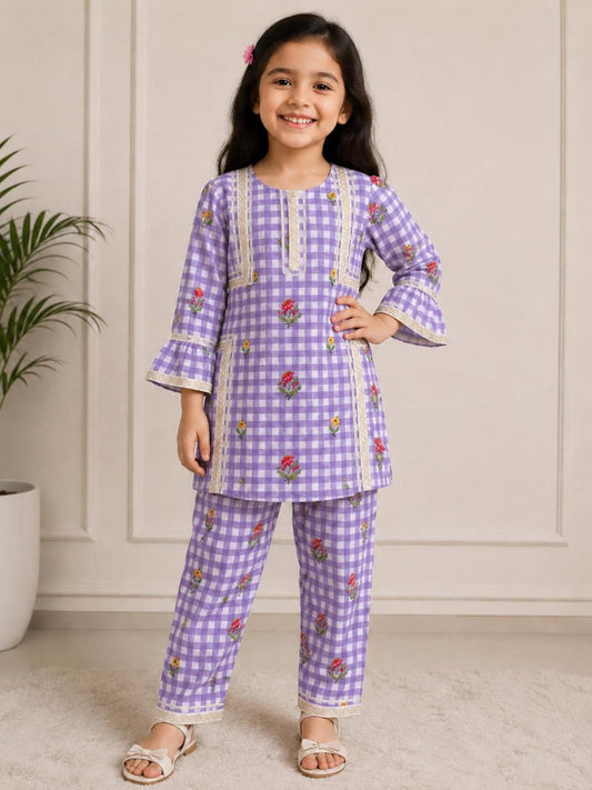 Purple Boho Style Kurta Set