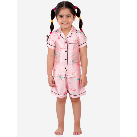 Flamingoes Night Dress with Shorts Set