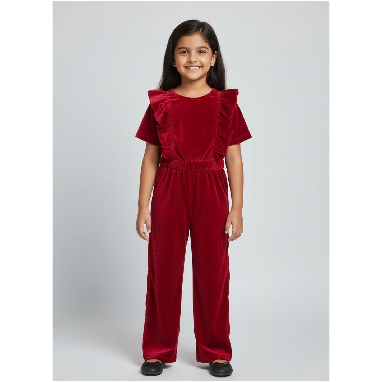 Maroon Velvet Jumpsuit