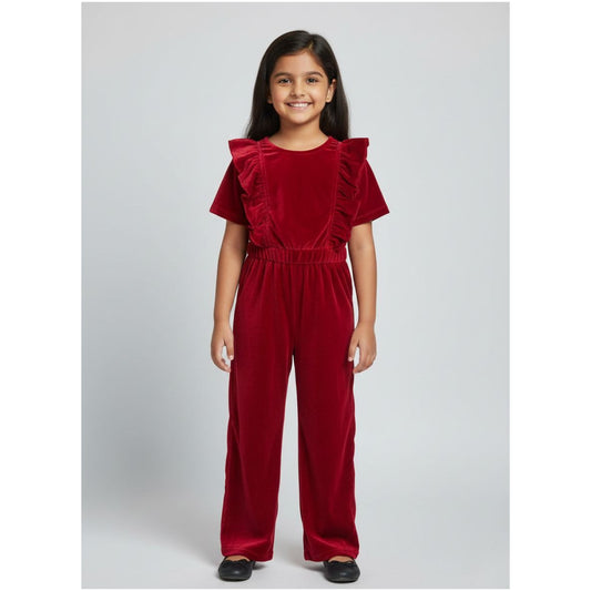 Maroon Velvet Jumpsuit