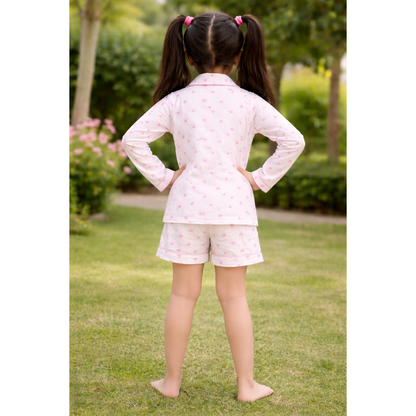 Double Cloth cotton Bow Print Night Suit