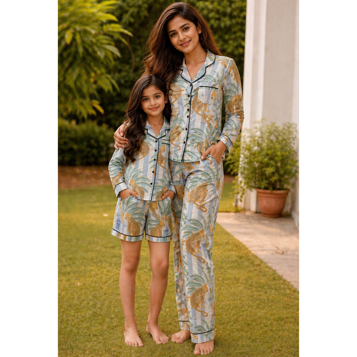 Leopard print Mom Twinning Night Suit Set