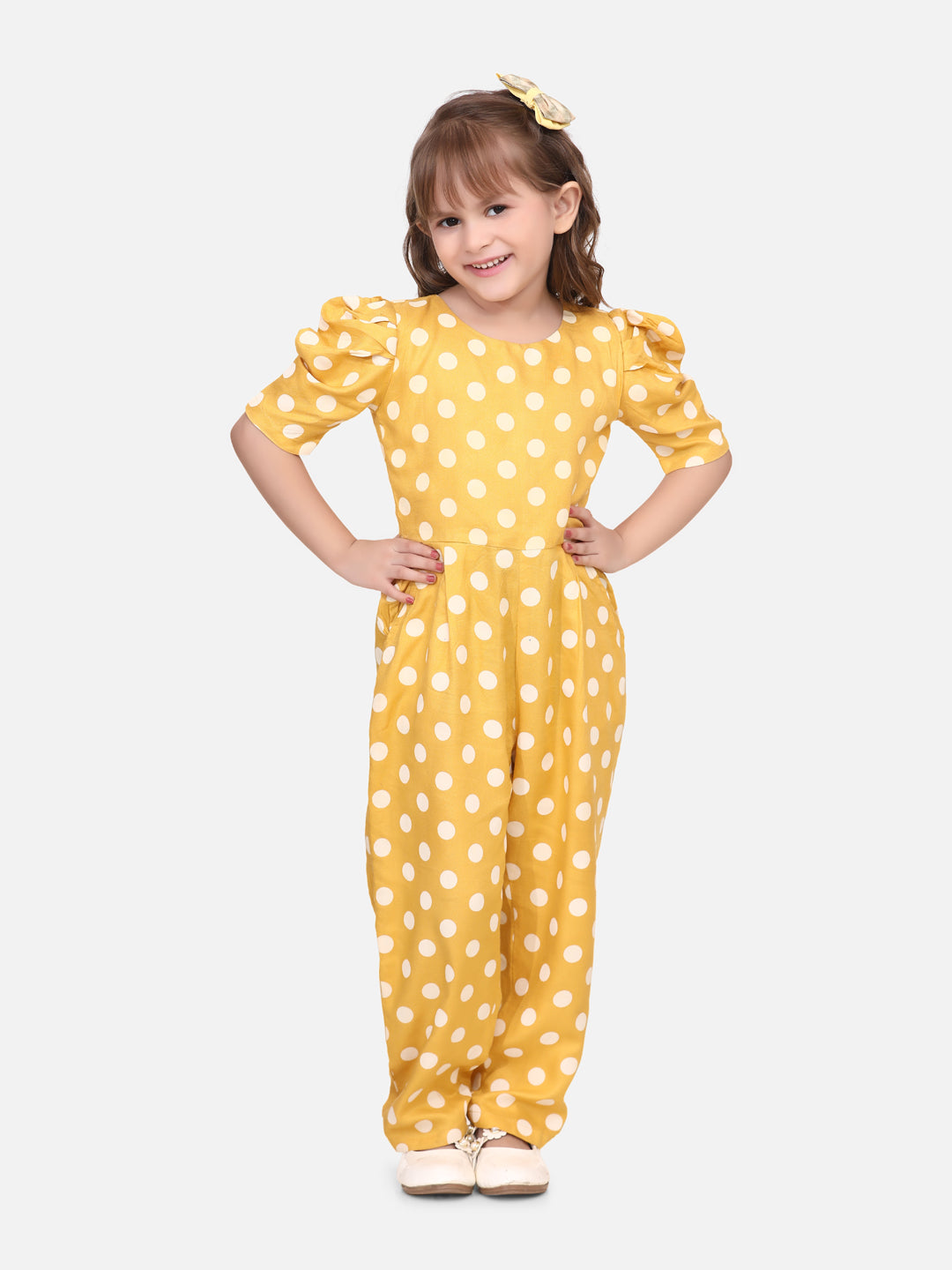 Mustard Yellow Polka Dots Basic Jumpsuit
