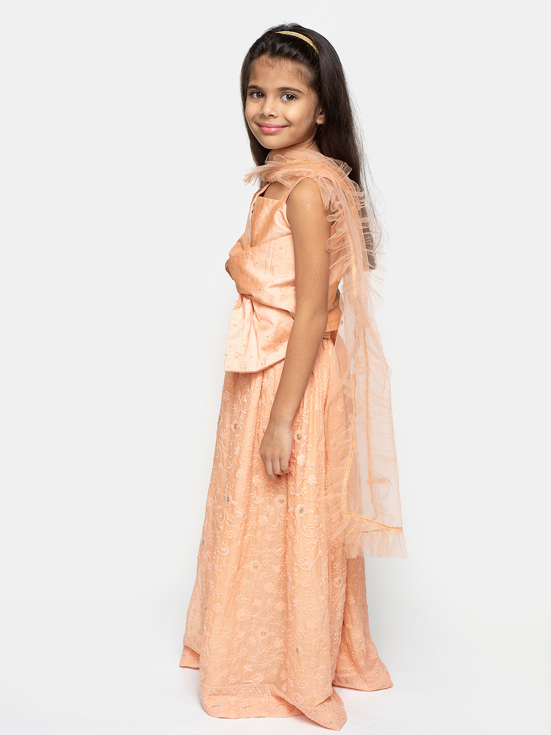 Peach Top and Lehenga Set