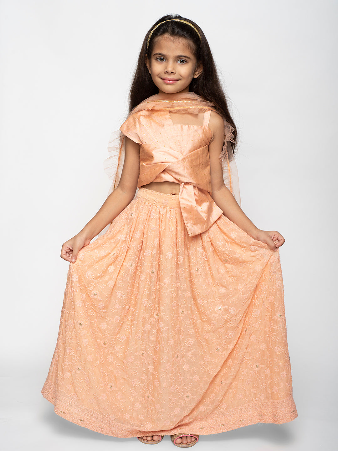 Peach Top and Lehenga Set