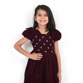 Fairies Forever Maroon Velvet Party Dress