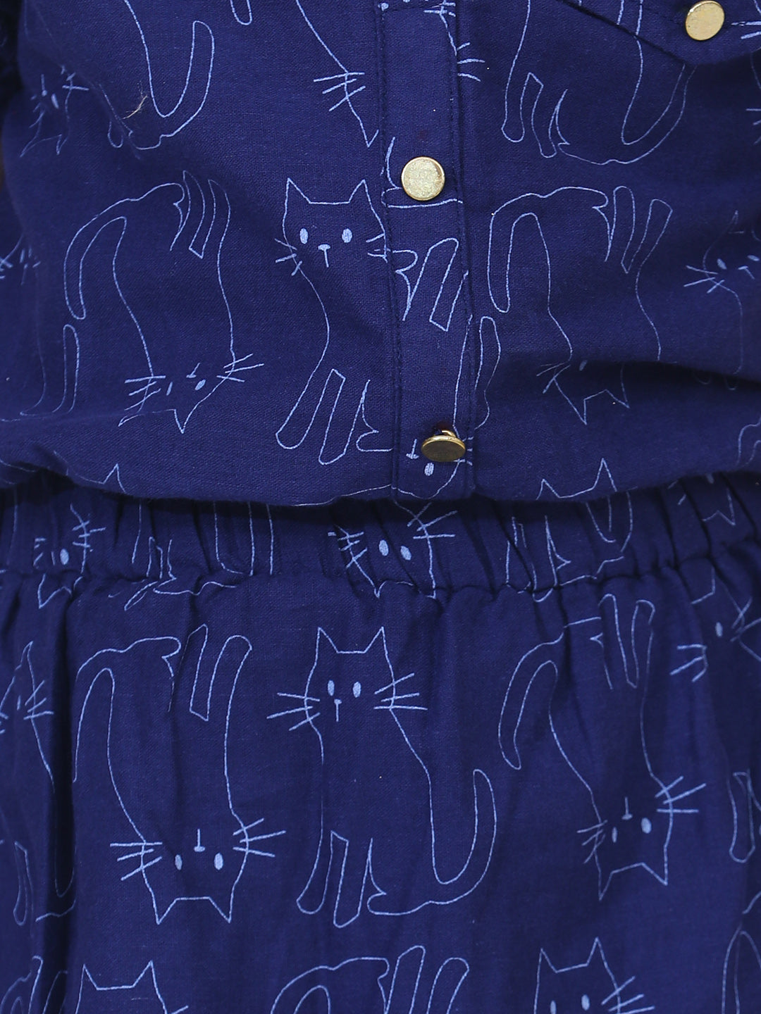 Blue Cat Print Skirt and Top Set