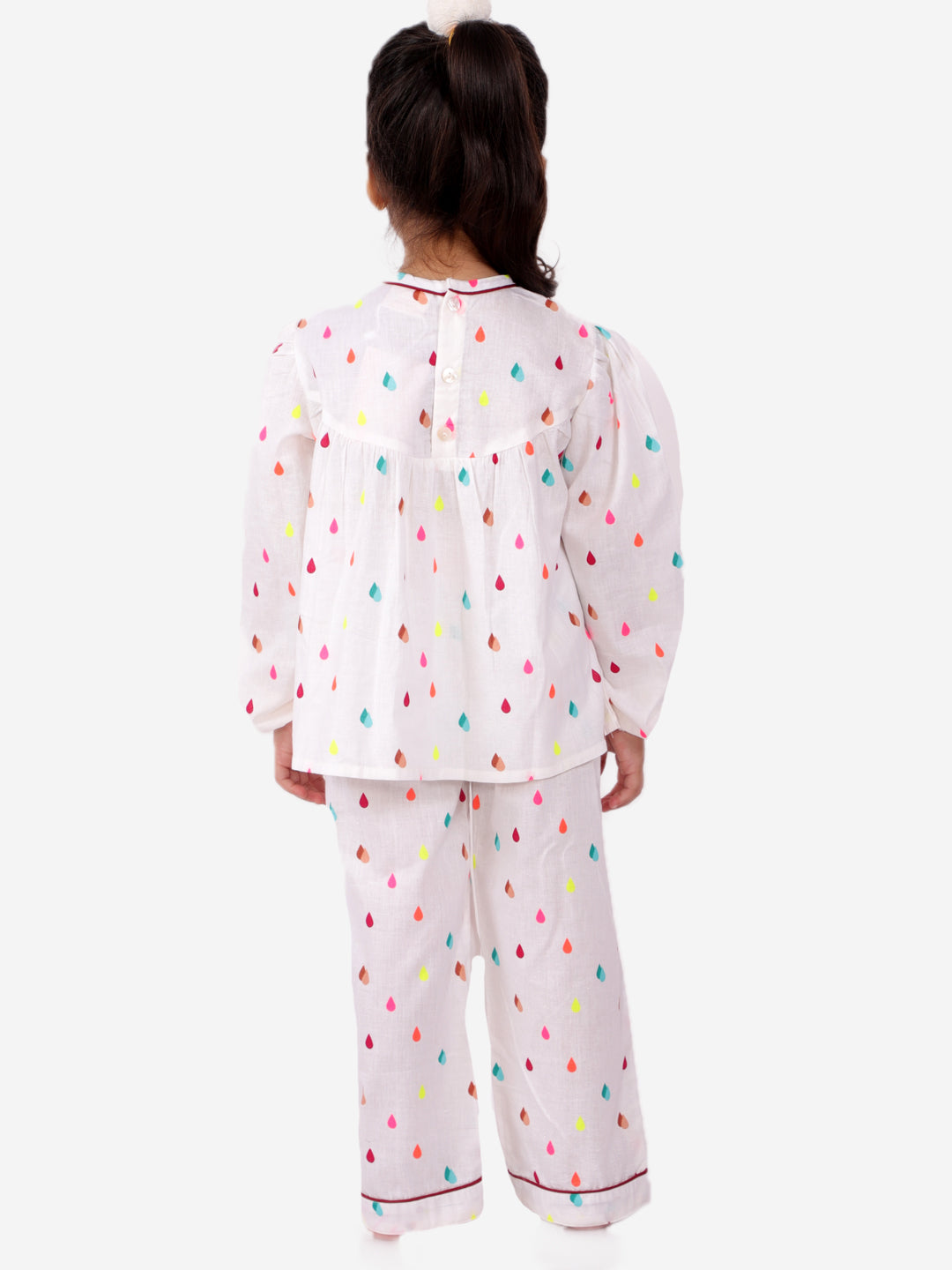 Off White Full Sleeve All Over Print Sleepwear Sets