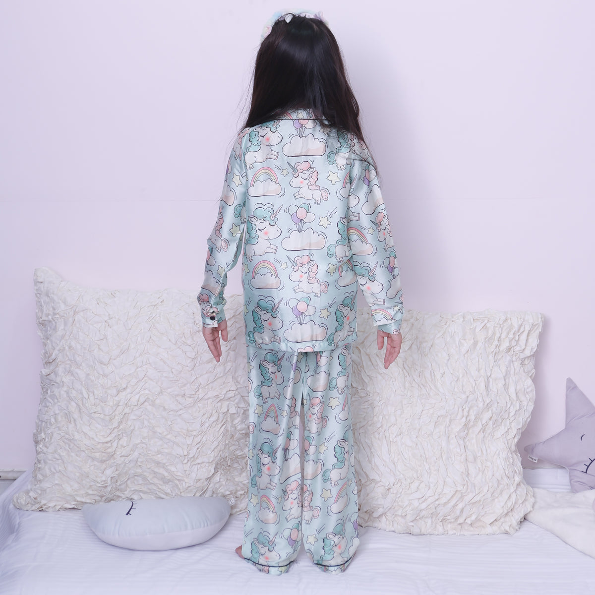 Unicorn Print Satin Night Dress