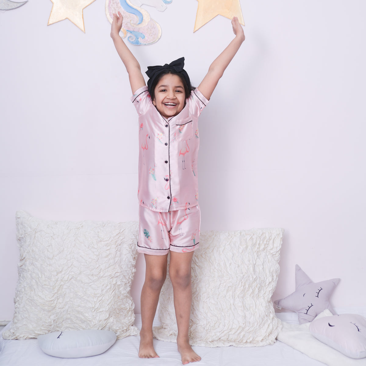 Flamingoes Night Dress with Shorts Set