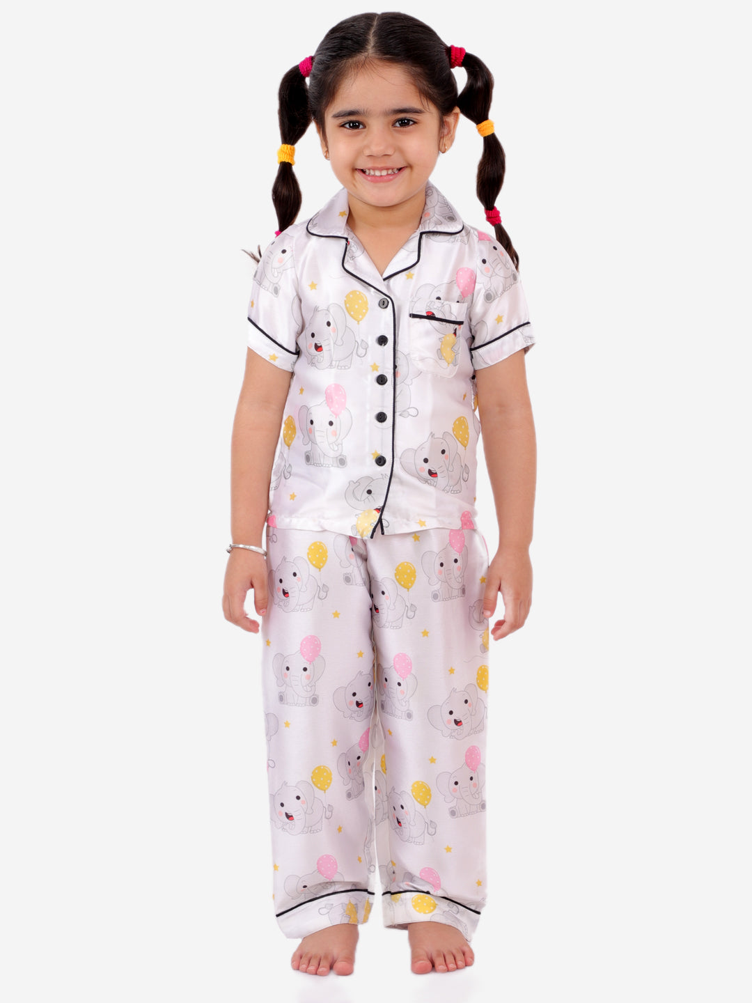 White Short Sleeves Animal Printed Sleepwear Sets