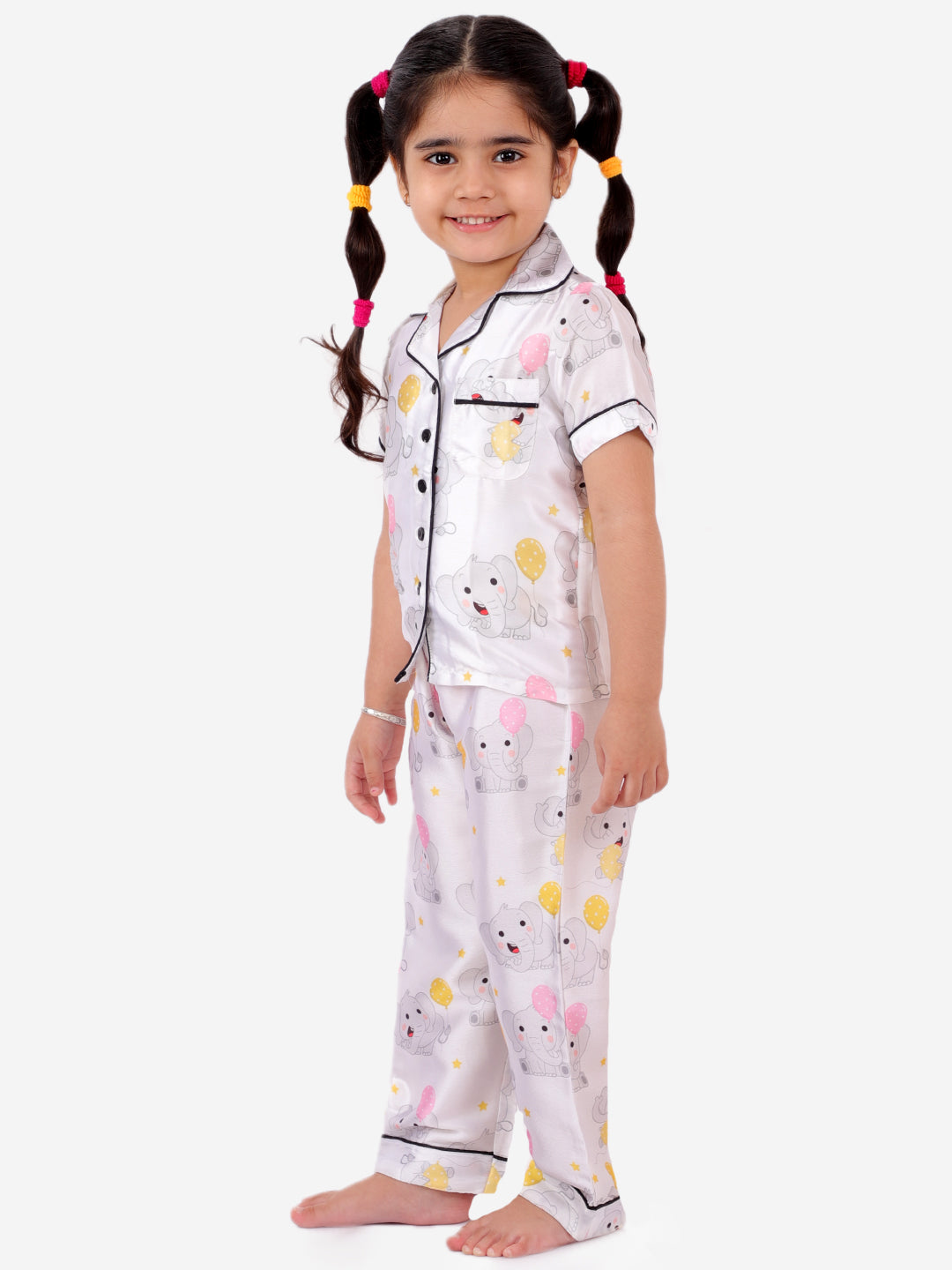 White Short Sleeves Animal Printed Sleepwear Sets