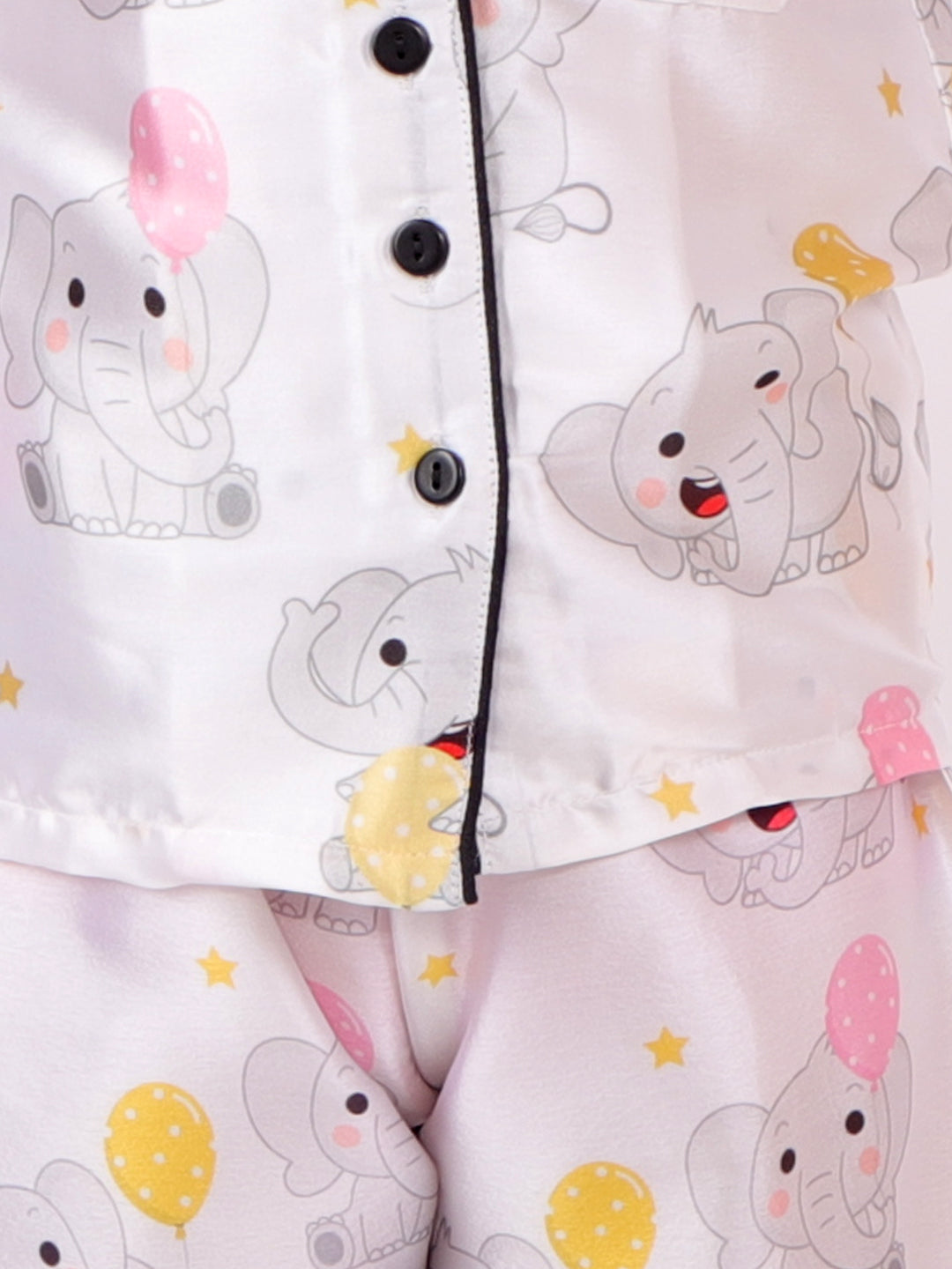 White Short Sleeves Animal Printed Sleepwear Sets