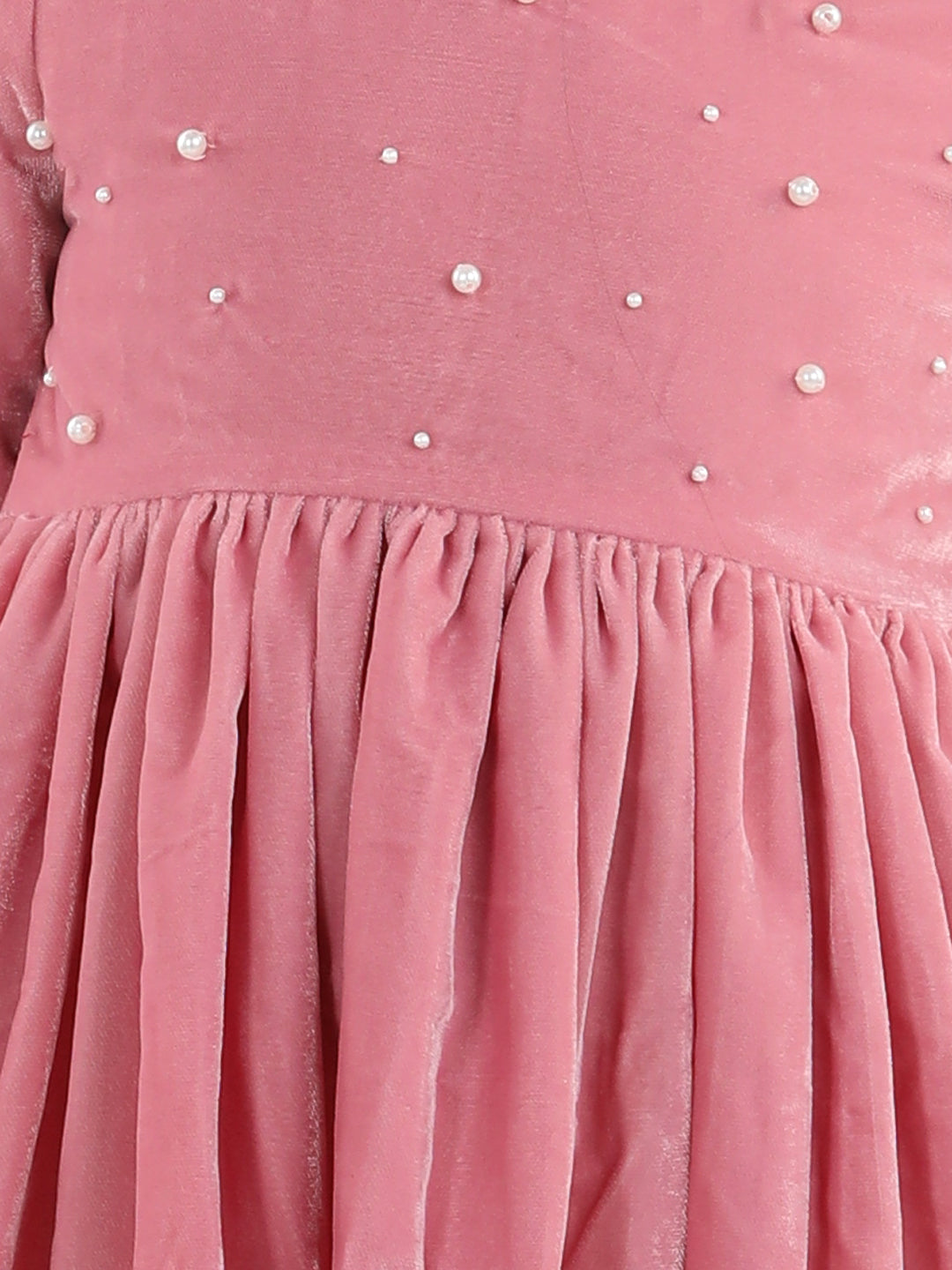 Pink Full Sleeve Solid Party Dress
