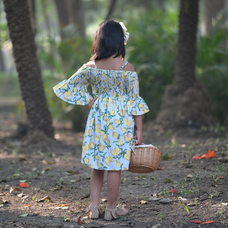 Lemon Print Smocking Dress