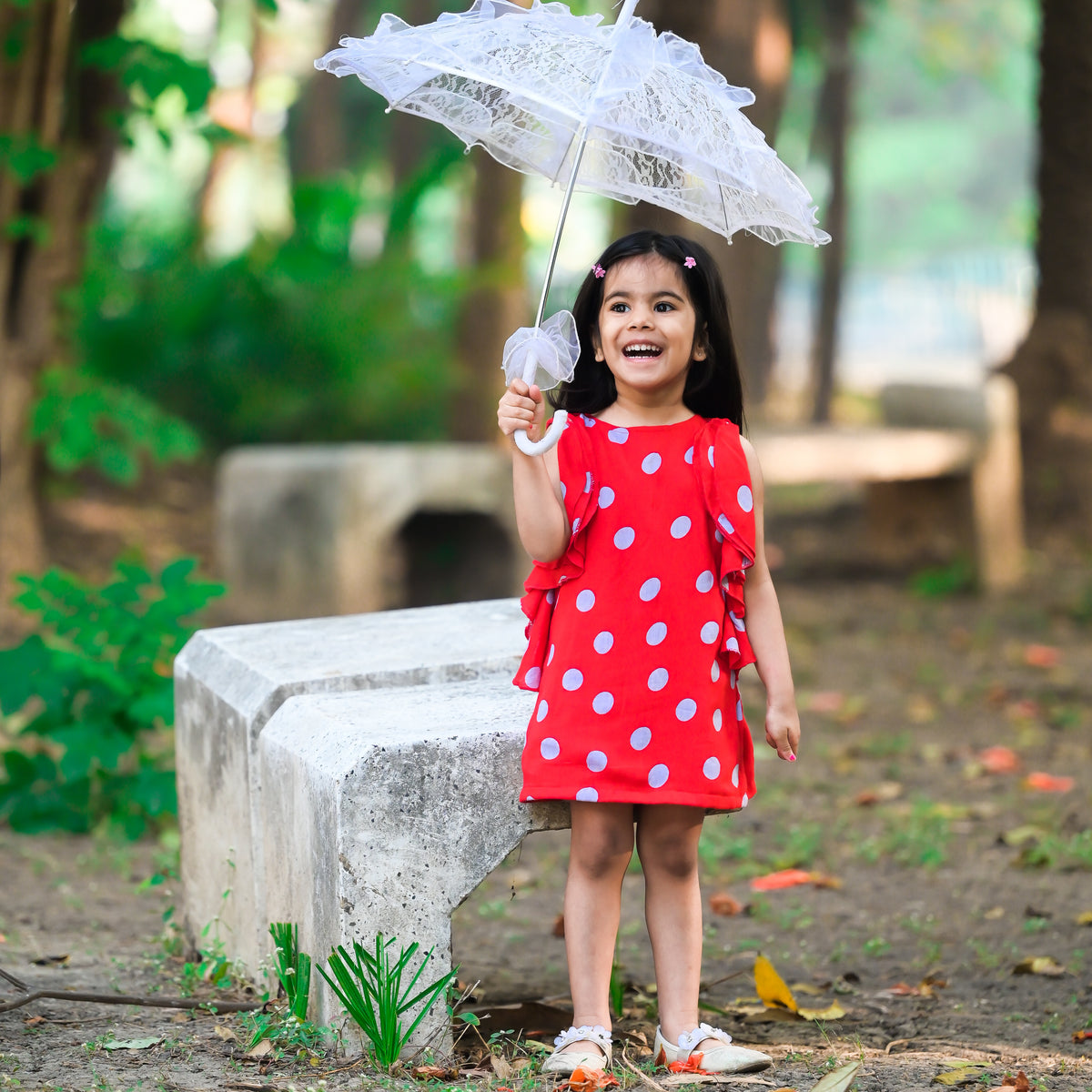 Red Polka Dot Ruffled Dress