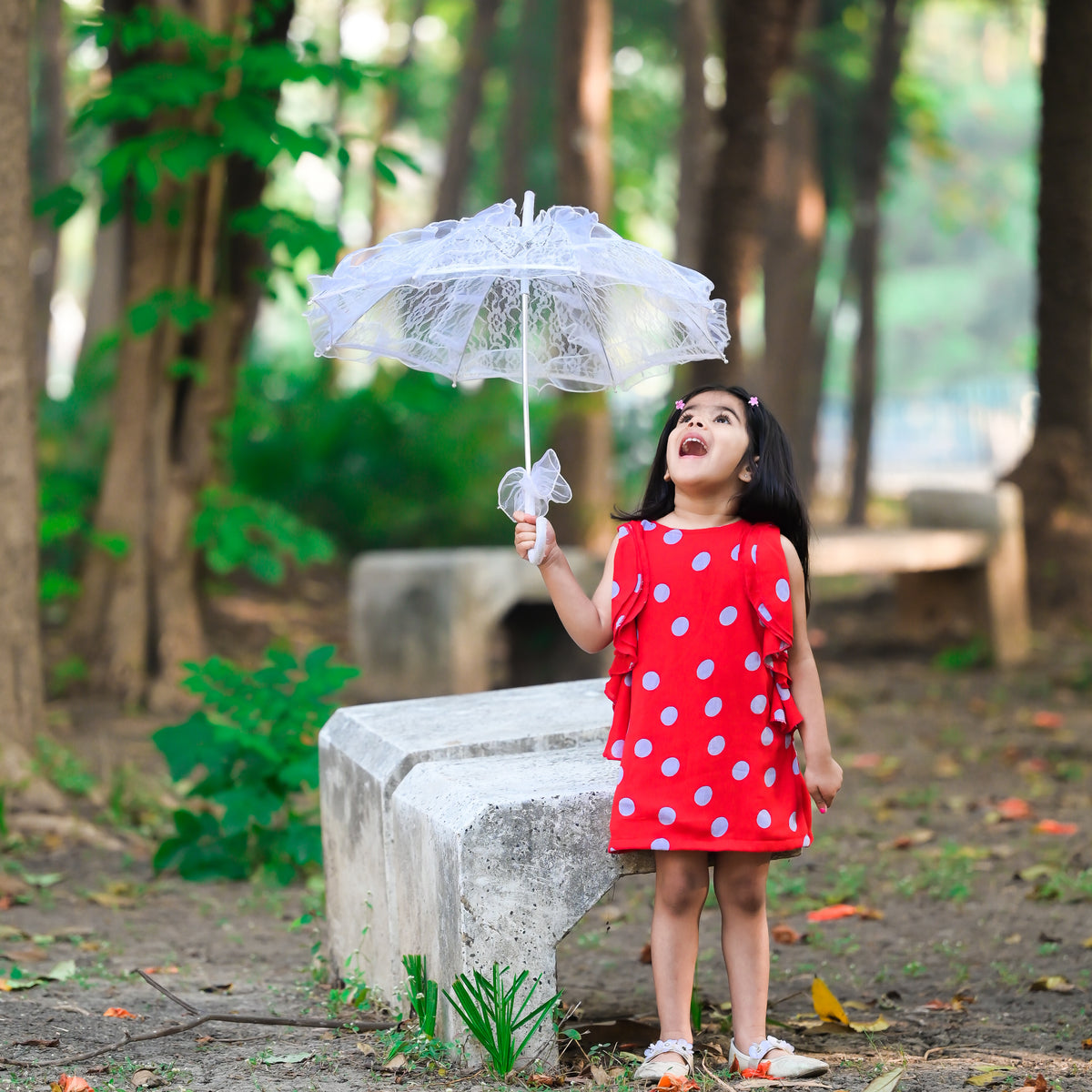 Red Polka Dot Ruffled Dress